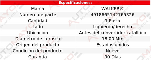 Sensor O2 Antes Cc Izq/der Walker Panamera 2.9l 6 Cil 17-19 Foto 6