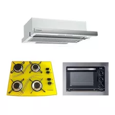 Kit Forno Embutir 45l + Cooktop 4 Bocas Depurador Safanelli