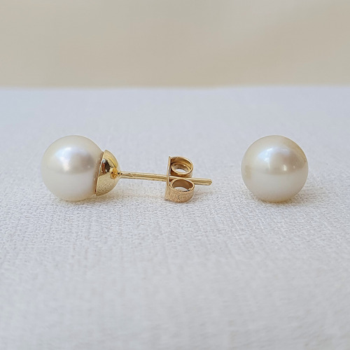 Brinco De Ouro 18k 750 E Perola Solitária  Grande  Amarelo