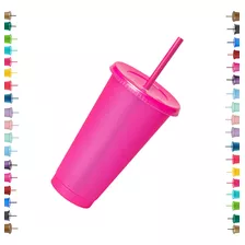 12 Vasos Reusables Con Popote Para Cafe Frio 24 Oz 