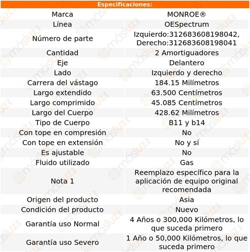 Kit 2 Amortiguadores Del Gas Oespectrum Mariner 05/11 Foto 3