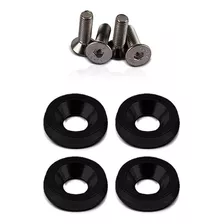 Kit 4 Parafusos Placa Carro Aluminio M6 Preto