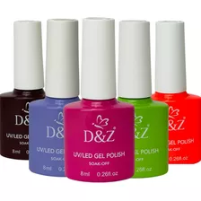 Kit 5 Esmaltes Em Gel Led/uv D&z 8ml Unha Esmalte Cabine 