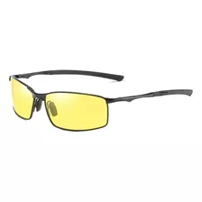 Óculos De Sol Polarizados Aoron 559 Armação De Metal Cor Preto, Lente Amarelo De Triacetato De Celulose, Haste Preto De Metal