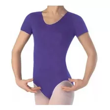 Malla Manga Corta Ballet Rosada Negro Talla 2 A 16