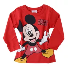 Blusa Infantil Masculina Brandili Mickey Mouse Vermelha 5509