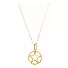 Estrela De 5 Pontas Pentagrama Pingente Em Ouro 18k 750 