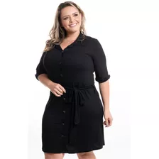 Vestido Plus Size Chemise Camisão Chamise Feminino Botões