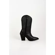 Botas Vaqueras De Piel De Nopal Vegana En Negro