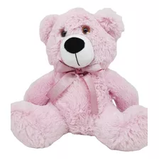 Urso Pelúcia 35cm Antialérgico Presente Decoração Cor Rosa