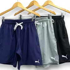 Kit 3 Bermuda Shorts Tactel C/ Elastano Academia Praia 