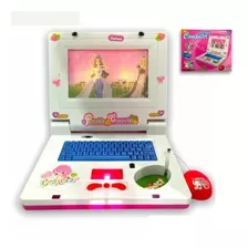 Presente Menina Laptop Infantil Princesas Toca Musica Rosa 