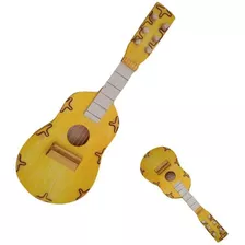 Brinquedo Pedagógico Educativo Madeira Violão Viola Amarelo