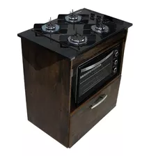 Kit Balcão Salvia Ipê Com Cooktop Preto 4 Bocas E Forno 48l