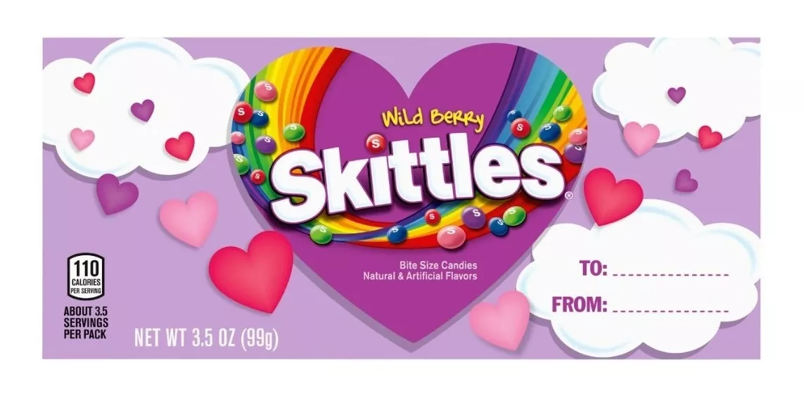 Caja Skittles Frutos Rojos Corazones Edición Limitada 99g