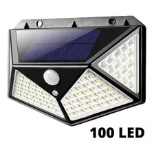 Luminária Solar De Muro 100 Leds Solar Balizador Jardim Cor Preto 110v/220v