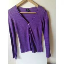 Saco Tejido Violeta, Escote En V, Talle S