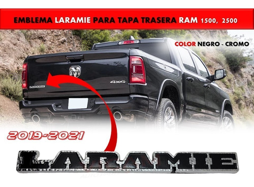 Emblema Para Cajuela Dodge Ram Laramie 19-21 Negro/crom Foto 2