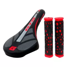 Banco Selim Gts Bicicleta Mtb Speed Exotic Cores + Manopla Comprimento 15 Cm Cor Preto/vermelho Largura 15 Cm