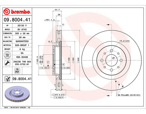 Par Discos Brembo Alfa Romeo Mito Quadrifoglio 2015-2016 Del Foto 2