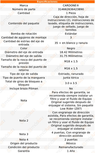 (1) Caja Direccin Hidrulica Gmc Jimmy 00/01 Reman Foto 4