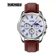 Relojes Casuales De Cuero De Cuarzo Con Fase Lunar De Skmei