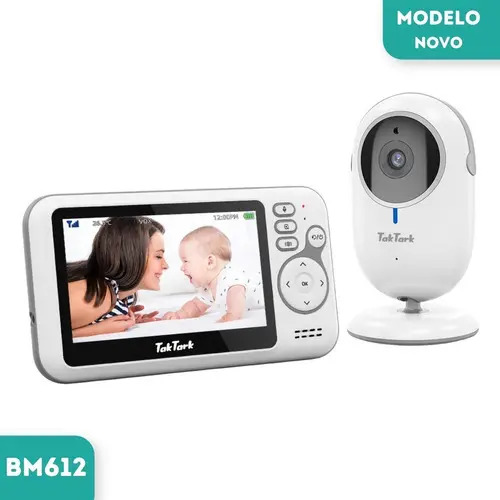 Babá Eletrônica Taktark Bm612 Câmera Visão Noturna Zoom 3x Tela 4,3  127/220v Branco