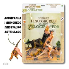 Livro Infantil Criança Com Brinquedo Mundo Dos Dinossauros Velociraptor