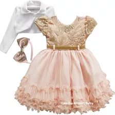 Vestido Infantil Princesa Chuva De Amor Realeza Com Bolero