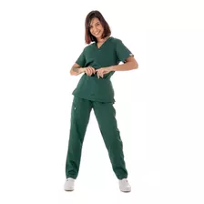 Conjunto Pijama Cirúrgico Scrubs Verde Musgo+ Bordado Grátis