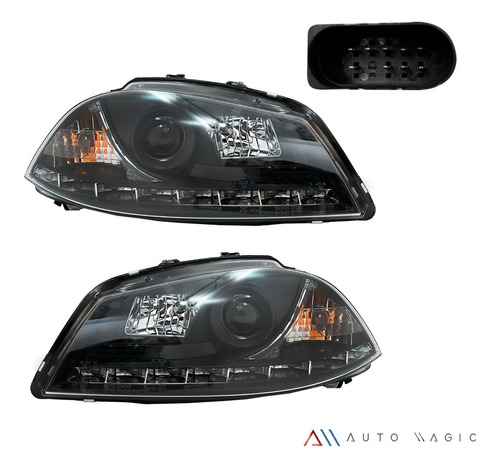 Faros Ibiza 03-07 C/lupa Y Leds Precio X Par Foto 2