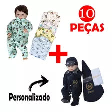 Combo Roupa Bebê Saída Maternidade Personalizado Nome Menino