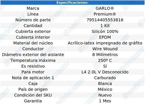 Set Cables Bujias Stellar L 4 2.0l 87 Garlo Premium Foto 2