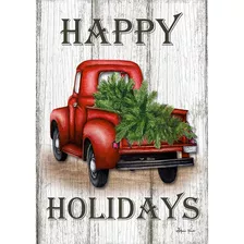 Toland Home Garden 1012262 Red Truck Holidays Christmas Flag