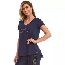 Blusa T-shirt Feminina Everything Azul Cajubrasil 