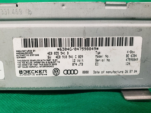 Audi A6 A8 A8l Radio Tuner Stereo Reciever Module \u0026 Plug Tth Foto 3