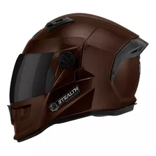 Capacete Motociclista Stealth Solid Brilhante Viseira Fumê Cor Marrom Tamanho Do Capacete 62