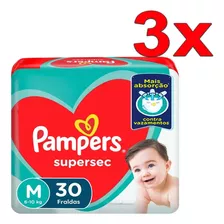 90 Fraldas Pampers M ( 3 Pacotes Com 30 ) Envio Imediato