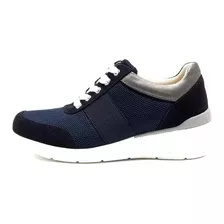 Zapatilla Textil Y Cuero Marca Bruno Rossi Azul Cod 144