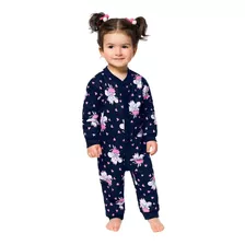 Pijama Macacão Infantil Flanelado Menina 1 A 4 Anos Kyly