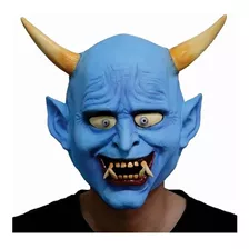 Mascara Latex Demonio Oni Azul Halloween Cotillon