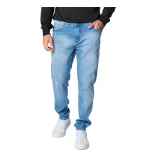 Calça Jeans Masculina Dixie Skinny Com Puídos Azul Claro