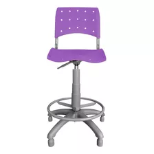 Cadeira Caixa Cinza Plástica Secretária Ergoplax Lilás