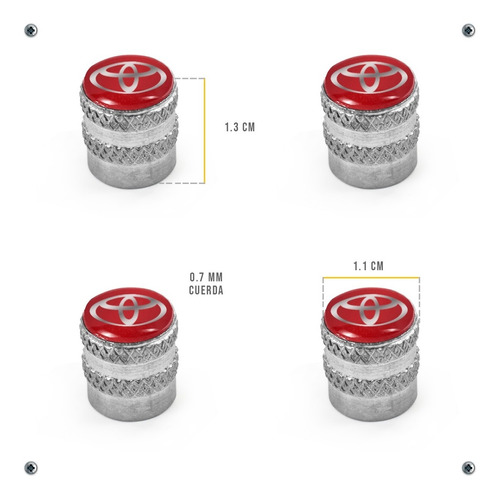 Tapn Vlvula Cubre Llanta Aluminio Auto Moto Toyota 4piezas Foto 10