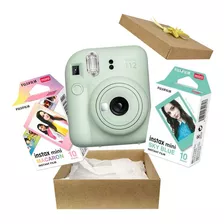 Camera Instax Mini Com Filme Macaron + Filme Azul Kit Fuji Cor Mini 12 Verde