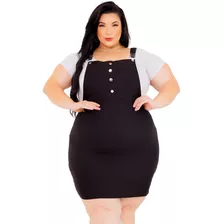 Macacao Plus Size Jardineira Alças Feminina Tamanho Grande