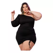 Vestido Plus Size Feminino Justo Com Cordão 1 Manga 48 Ao 52