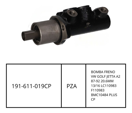 Bomba Freno Vw Golf Jetta A2 87-92 20.6mm 13/16 Lc110983 Foto 3