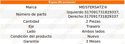 2- Topes Amortiguador Traseros 323ci L6 2.5l 00 Metz Foto 2