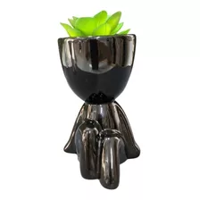 Vaso Decorativo Para Planta Suculenta Robert Plant Preto